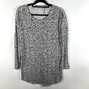 Victoria's Secret Black White Animal Leopard Long Sleeve Sleep Shirt Sz M NWT‎
